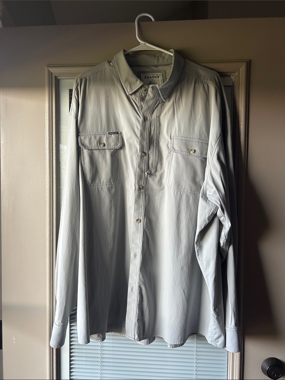 Poncho Light Gray Men's Button-Up Shirt